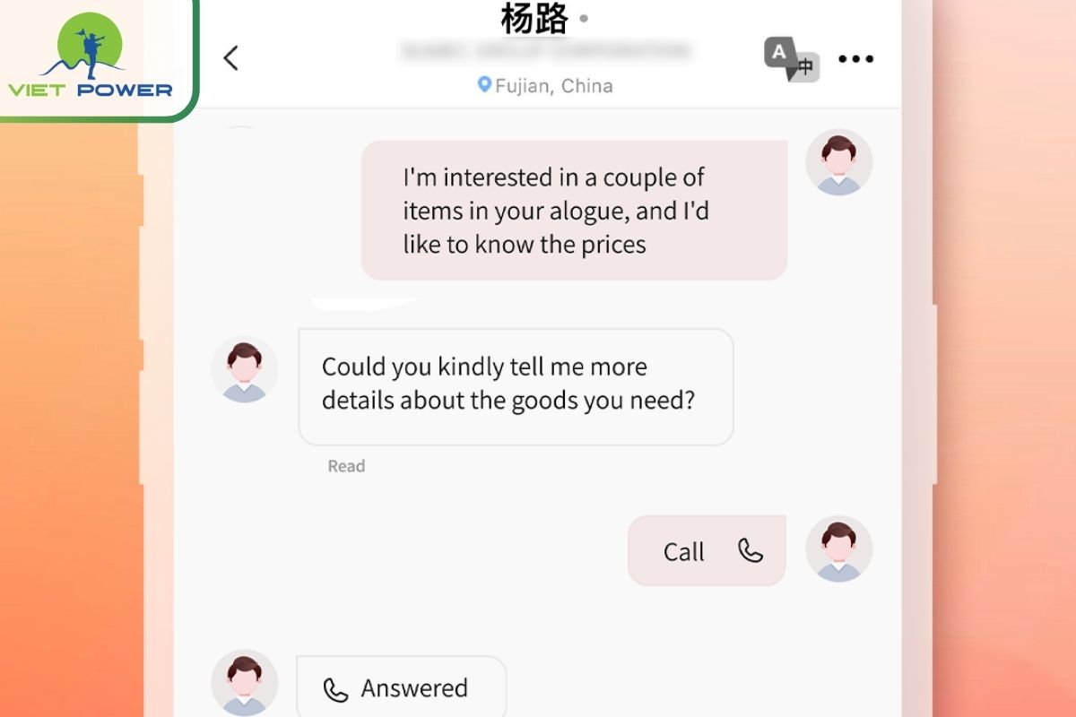 Chat trực tuyến với nhà cung cấp