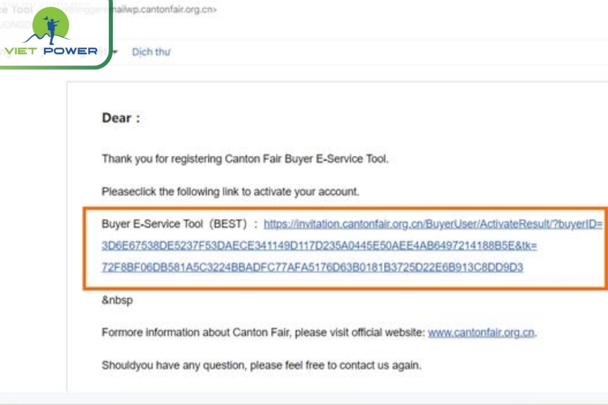 Thông báo thành công qua email 