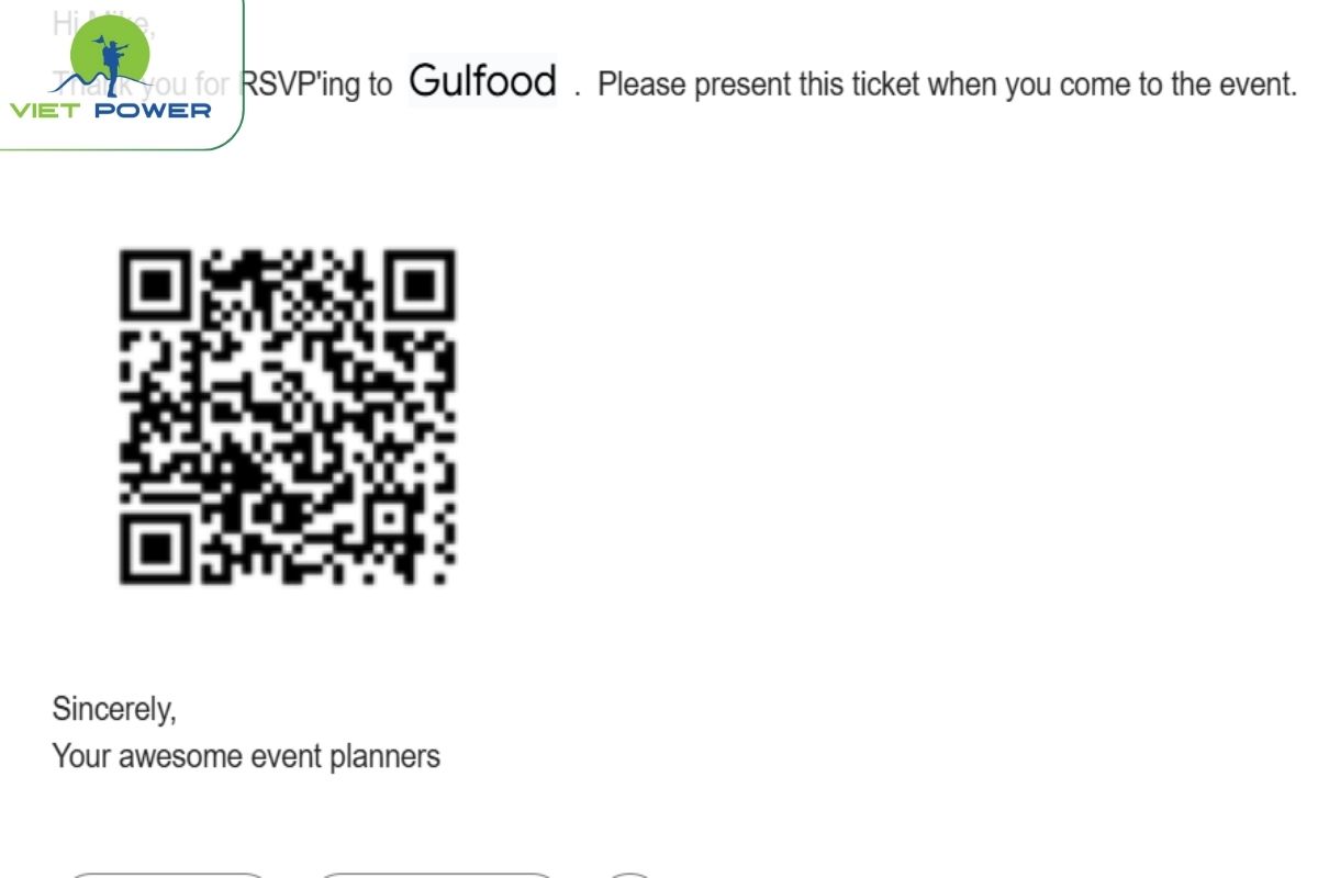 Kiểm tra email từ ban tổ chức để cập nhật QR mới