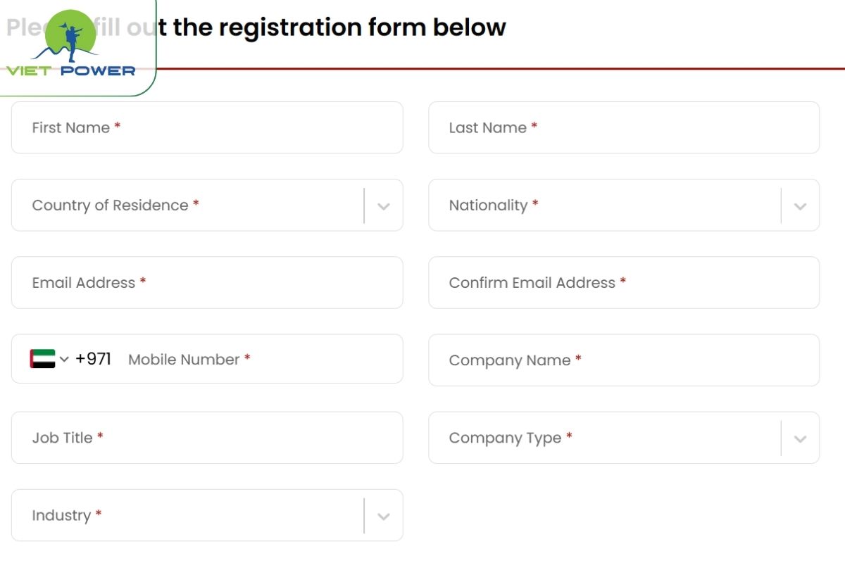 Truy cập trang đăng ký chính thức và điền thông tin