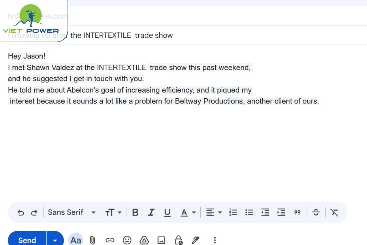 Gửi email cảm ơn và nhắc lại nhu cầu cụ thể.