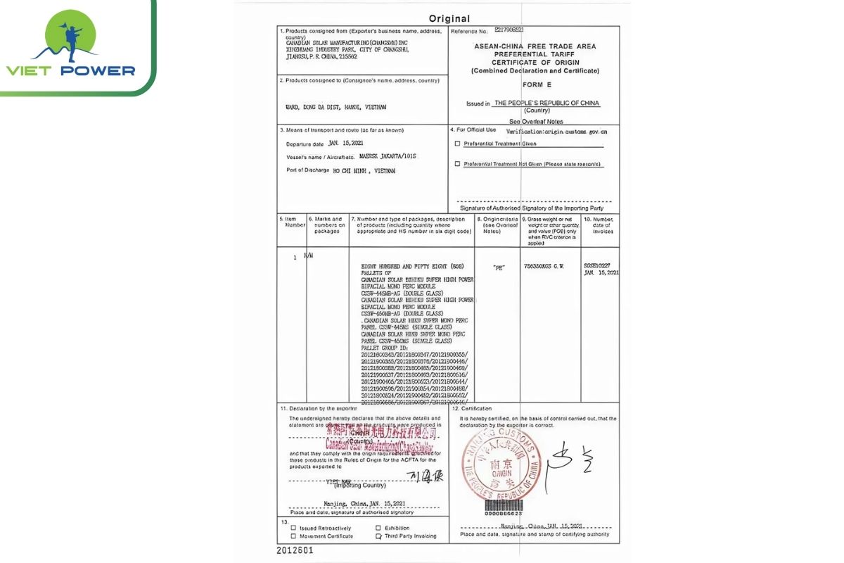 Danh sách hàng nhập khẩu tạm thời – Mẫu C1