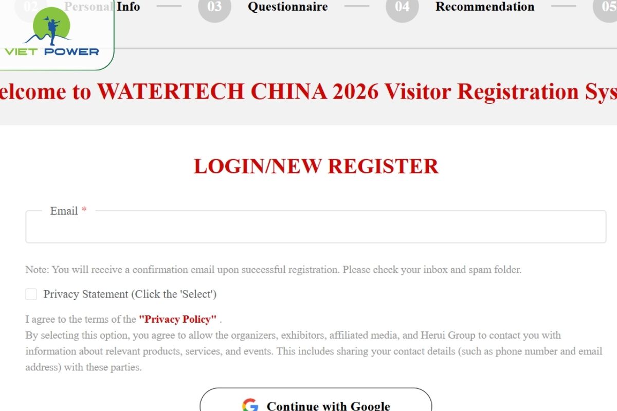 Cách Đăng Ký Visitor Online Water Tech China