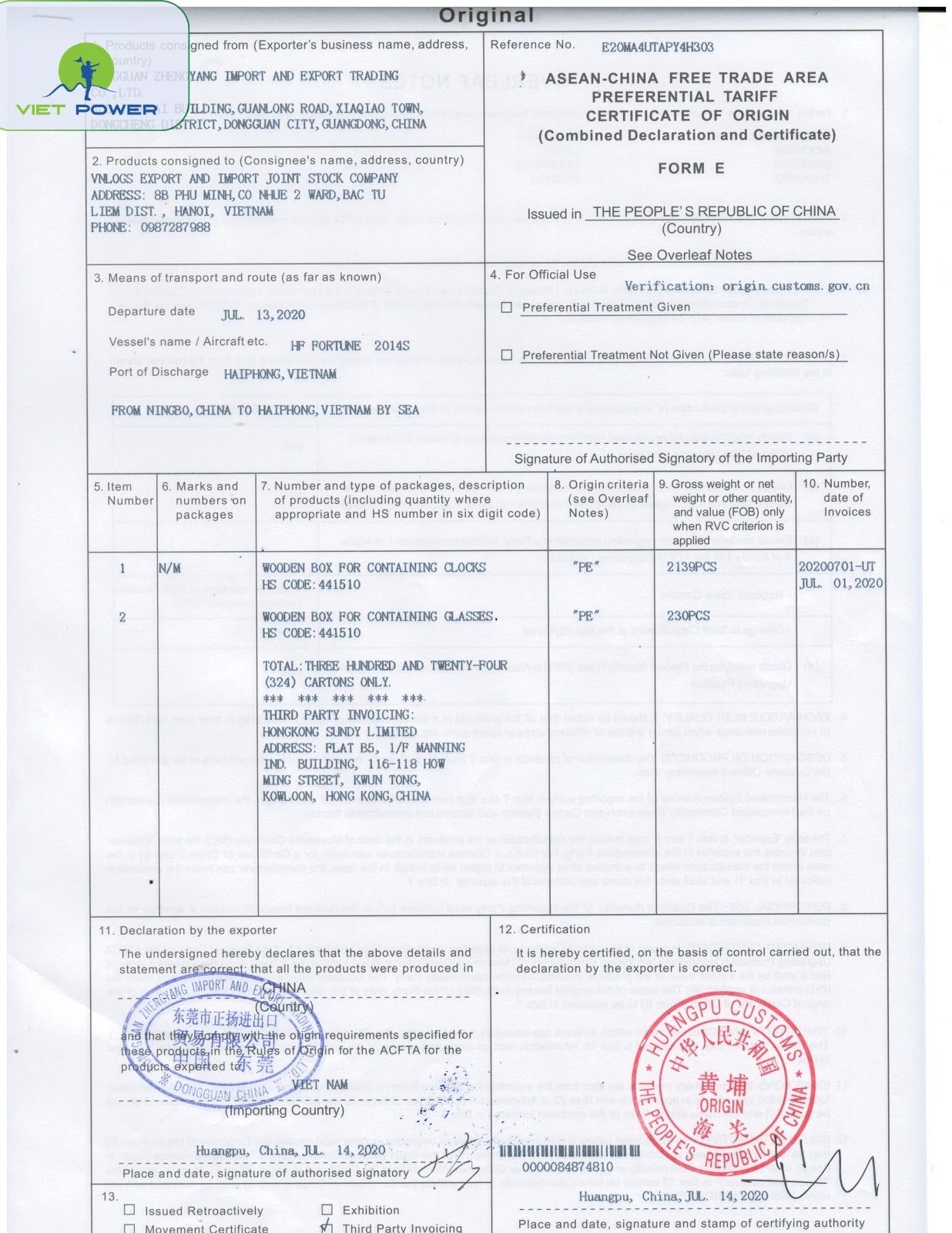 C/O, giấy phép hàng điều kiện…